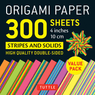 Origami Paper -Stripes and Solids -300 sheets